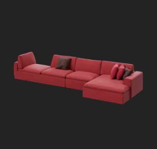 3D model of a red sofa. 