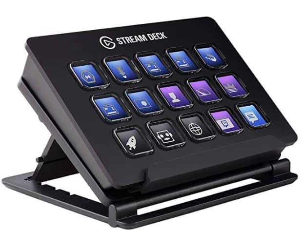 The Elgato Stream Deck with custom LED-backlit buttons.