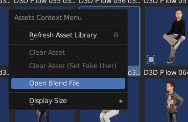 The assets context menu displayed in the Blender Asset Browser. 