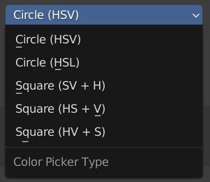 There are six color picker options to choose from in BLender.