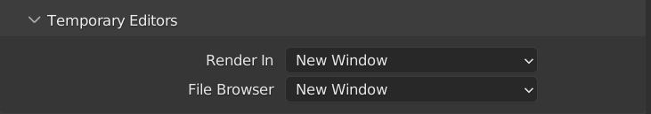 Temporary Editor settings in Blender preferences.