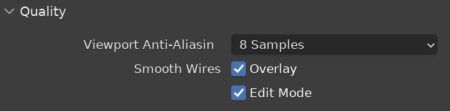 The quality settings from the Blender Viewport Preferences are displayed
