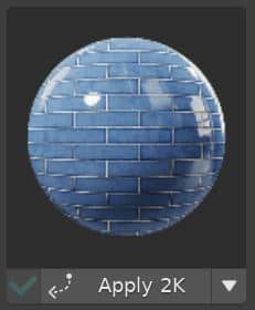 A blue tile texture material is previewed.
