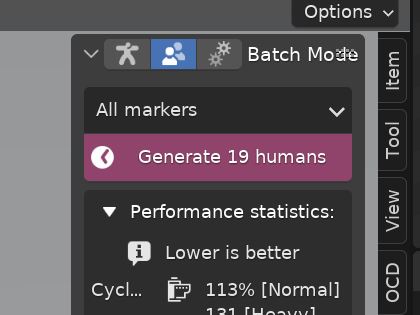 A button to generate 19 human characters at once is highlighted. 