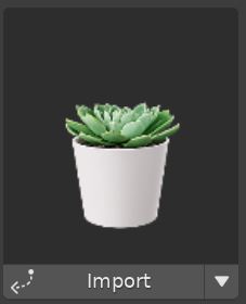 A 3D model of a green suculant plant in a white flower pot.
