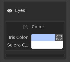 Eye color settings for iris and sclera in the Human Generator add-on. 