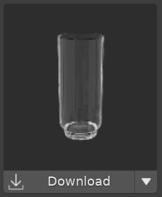 A 3D model of an empty drinking glass.