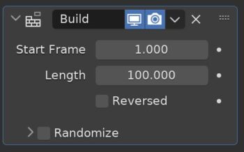Blender's build modifier settings. 