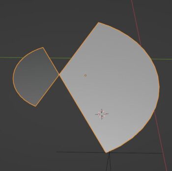 The simple deform modifier set to "bend" on a plane object in Blender. 