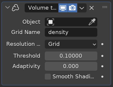 The Volume to Mesh modifier settings.