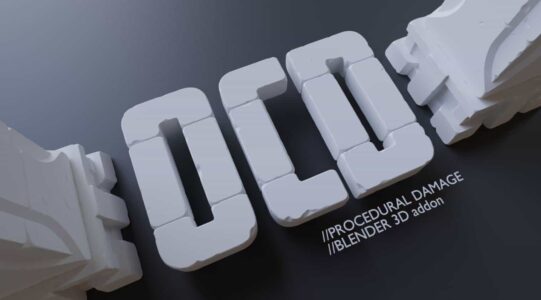 "OCD" letters modeled with procedural damage.