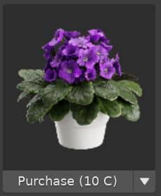 A 3D Model of a purple plant in a white pot.