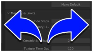 Undo and Redo arrows displayed over the Blender interface.