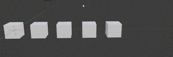 A cube has an array modifier with an object offset and the empty offset object is scaled causing each copy of the cube to scale. 