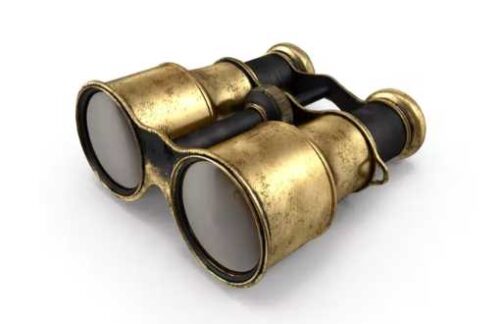 3D model of brass binoculars.
