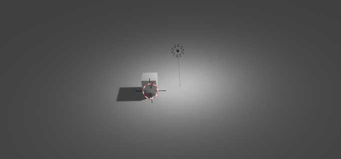 A Blender scene with the default cube illuminated by a point lamp in the 3D viewport. 