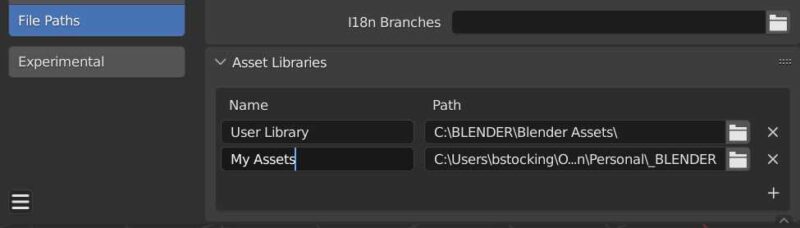 The file path preferences for the asset library.