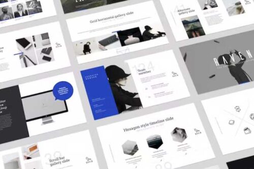 A series of branded presentation templates from Envato Elements.
