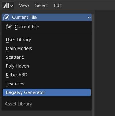 The BagaIvy Generator Library has been added to the Blender asset browser. 