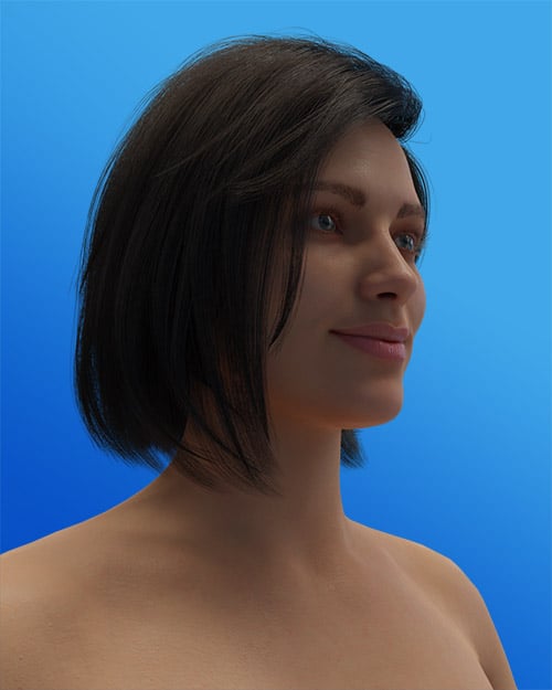 A female human character created in Blender with the Human Generator Add-On
