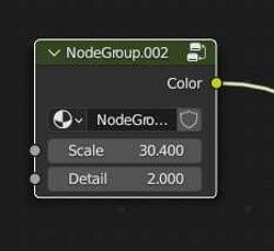 A custom node group with two custom value settings in Blender. 