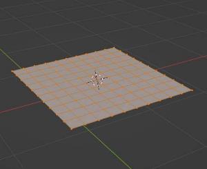 A primitive mesh object grid in Blender.