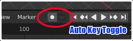 The auto key toggle button is located at the top of the Timeline Editor in Blender. 
