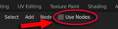 The "Use Nodes" check box in Blender's compositor is highlighted. 