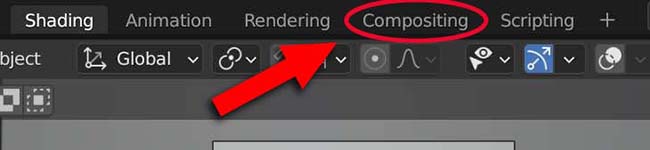 The compositing workspace is highlighted in Blender's workspace menu bar. 