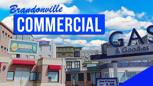 The Brandonville Commercial pack of 3D building models, stores and shops is available on Blender Market. 