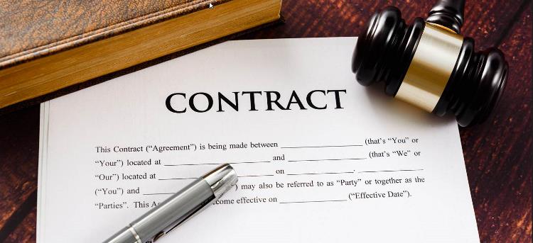 A legal contract is depicted. 