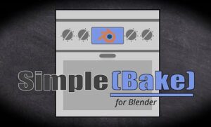 The icon for the Simple Bake add-on for Blender. The add-on speeds up texture baking.