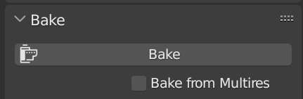 The bake button in Blender's render properties tab.