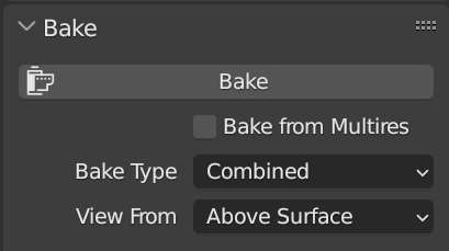 The bake button for starting to texture bake is displayed in the render properties panel. 