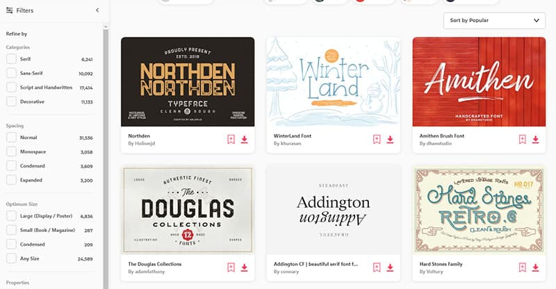 A sample of fonts available with an Envato Elements subscription.