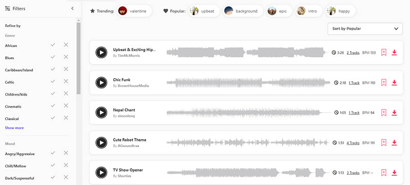 Music and Sound Effects available to download from Envato Elements.