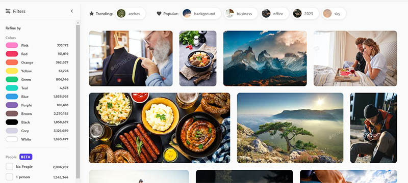 Examples of stock photos available as part of an Envato Elements subscription. 