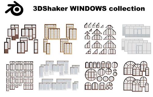 Collection of 3D models of decorative windows for archviz available on Blender Market. 