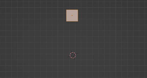 In the Blender 3D Viewport, a cube is placed above the 3D cursor. 