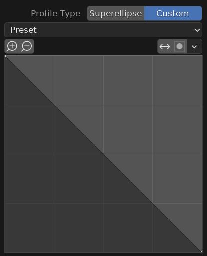 The default bevel profile is displayed as a graph in the bevel operator panel. 