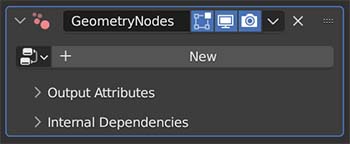 The Blender Geometry Nodes Modifier settings. 