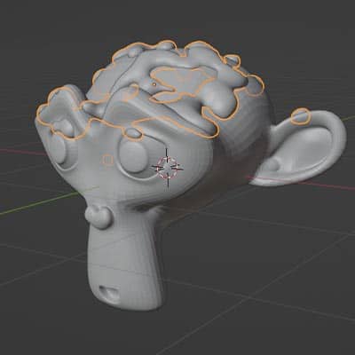 Snow is added to a Suzanne monkey with 40% coverage using the Real Snow add-on for Blender. 