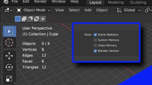 How to See Poly Count and Vertex Statistics in Blender