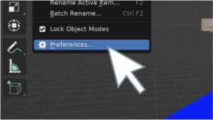 The User Preferences menu selected in Blender 3D.