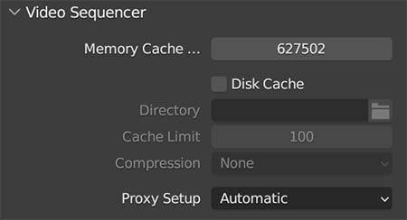 Blender's video sequencer user preferences are displayed in the preferences editor. 