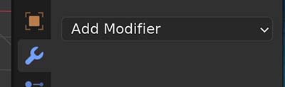 The add modifier button in the Blender modifier properties panel. 