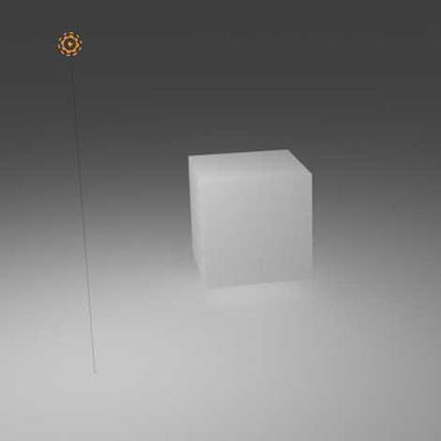 A Blender lamp with shadow casting deactivated shines on a cube and does not cast shadows.