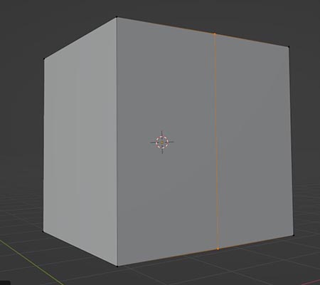 In edit mode, a loop cut is added to the Blender default cube. 