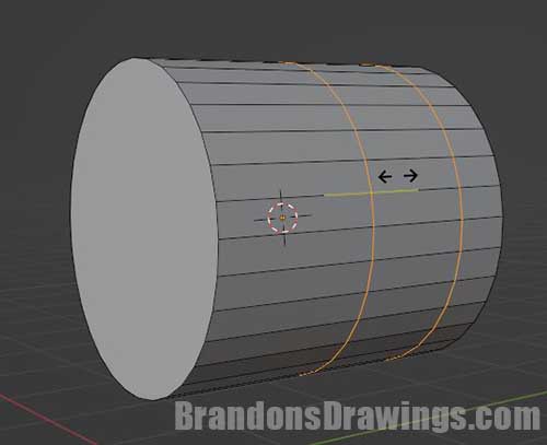 Two loop cuts are slid to the right along a cylinder in Blender.