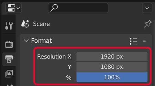 The resolution settings in the render output properties tab are set to the default of 1920 x 1080.
